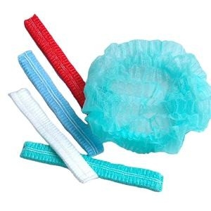 CE ISO Jednorazowe włókniny z białym paskiem Czapki z klipsem Bouffant Head Cover Siatka do włosów